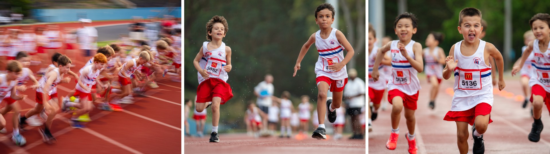 Eastern Suburbs Little Athletics juniors sprinting on the track