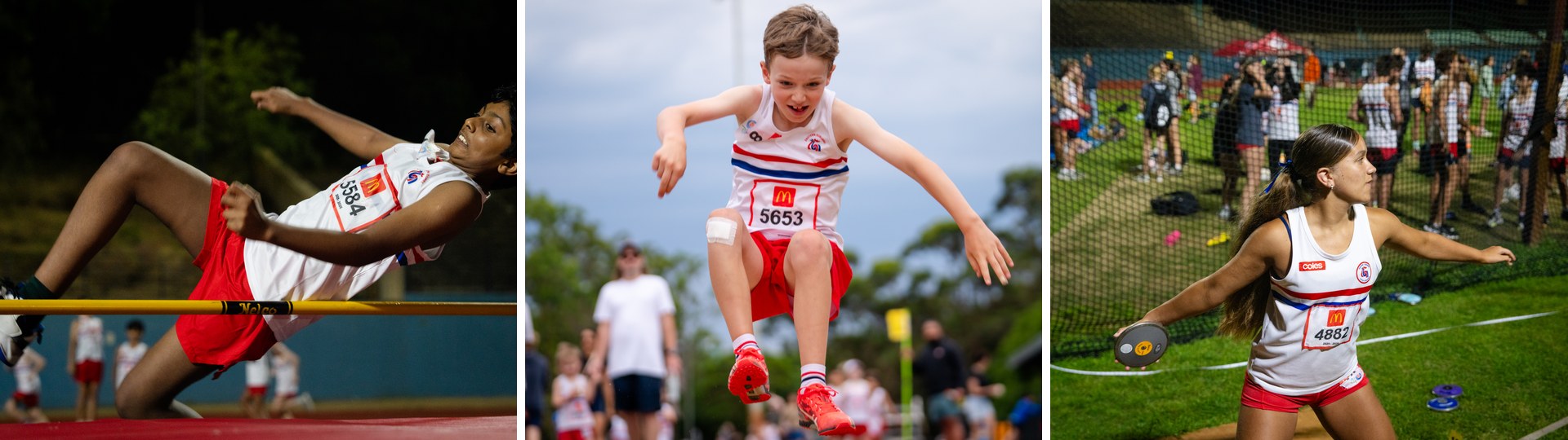 Little Athletics field events at ES Marks - high jump, long jump and discus