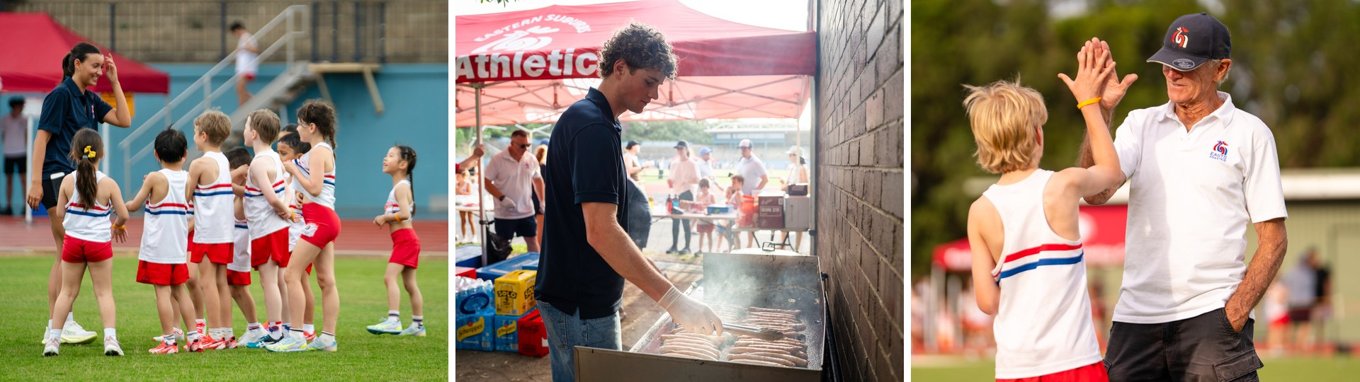 Age managers, coaches and barbeque volunteers at Eastern Suburbs Little Athletics